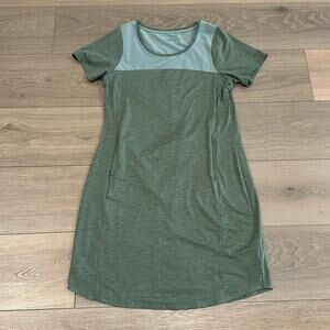 COLUMBIA Olive Sage Green Scoop Neck Short Sleeve Active Casual Dress Size Small